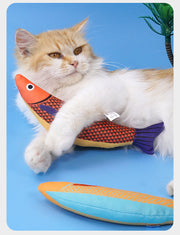 TUXTOOX Catnip Fish Toy with Sound, Interactive Plush Kicker Toy for Cats, Bite-Resistant & Washable Soft Chew Toy, Stress Relief & Energy Burning Indoor Cat Play Toy - Orange / Green / Yellow