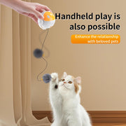 Automatic Lifting Cat Toy Ball Interactive Electronic Feather Ball with Auto-Moving & Lifting Features for Indoor Cats Self-Play Space Ball Design Hanging Toy