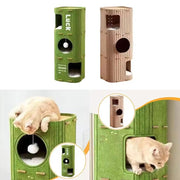 Cat House Cave Hideaway Scratch Resistant Hut Cat Tree Cat Bed for Pet Kitten Household Multi Layer Scratching Board All Season Universal