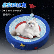 TUXTOOX Woven Cat Bed Basket with Hanging Toy Ball, Cozy Round Plush Pet Nest, Wear-Resistant Breathable Handwoven Cat Lounger, Lightweight Portable Stylish Indoor Sleeping Bed for Small Cats & Pets