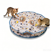 TUXTOOX Interactive Cat Hunting Cover Toy Set, Motion-Activated Sound Plush Ball with Hidden Chase Mat, Immersive Hide and Seek Cat Game, Collapsible Space-Saving Indoor Exercise Toy for Cats