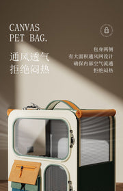 TUXTOOX Breathable Transparent Pet Carrier Backpack, Mesh Ventilated Travel Backpack with Clear View Window, Adjustable Padded Shoulder Strap Safe Outdoor Hiking Travel Bag for Cats & Small Dogs 37*27*42cm