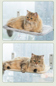 TUXTOOX Foldable Cat Window Hammock, Thickened Plush Cat Window Perch Bed with Powerful Strong Suction Cups, Stable Metal Frame Space-Saving Elevated Sunbathing Cat Lounger for Indoor Cats