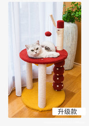 TUXTOOX Creative Candy-Inspired 2-Tier Cat Tree, Artistic Multi-Level Cat Tower with Natural Sisal Scratching Posts, Soft Teddy Velvet Lounge Platform & Hanging Teaser Ball, Stylish Indoor Cat Activity Center for Home Decor