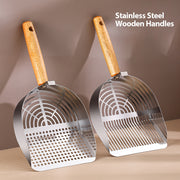 Stainless Steel Cat Litter Scoop â€?Durable Metal Litter Sifter with Wooden Handle Easy Clean & Hygienic