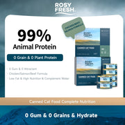 ROSY FRESH Canned Cat Food 100G*6, Complete Nutrition for All Life Stages, Chicken/Beef/Salmon Flavors
