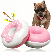 TUXTOOX Donut Shaped Squeaky Dog Chew Toy, Durable Bite-Resistant TPR Interactive Toy, Teeth Cleaning Teething Fetch Play Toy, Anxiety Relief Pet Toy for Small Medium Large Dogs
