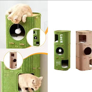 Cat House Cave Hideaway Scratch Resistant Hut Cat Tree Cat Bed for Pet Kitten Household Multi Layer Scratching Board All Season Universal