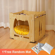 Cat Nest for All Seasons Enclosed Cat Bed for Summer Heat Dissipation and Cool Upper and Lower Bunk Beds Cat Hammocks with Free Mats