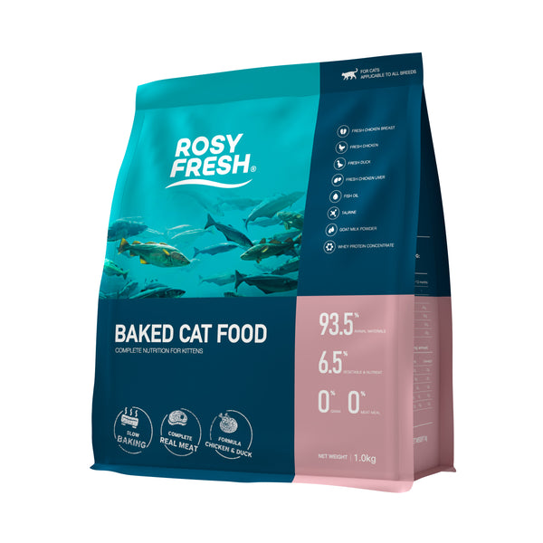 ROSY FRESH Baked Kitten Cat Food 1KG, 93.5% Animal Ingredients, Chicken & Duck Complete Nutrition for Kittens