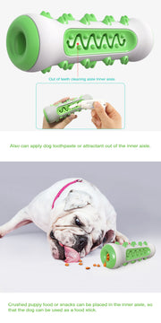 TUXTOOX Durable Dog Toothbrush Chew Toy, Treat Dispensing Interactive Dental Cleaning Stick, Bite Resistant Anxiety Relief Dog Toy for Aggressive Chewers, Blue Yellow Green Multi Colors