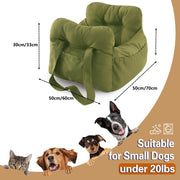 Dog Car Seat for Small Dogs Cats Washable Pet Booster Car Seats with Clip-On Safty Leash Comfy Deluxe Plush Carseat with Storage Pockets Puppy Car Travel Carrier Bed for Dogs