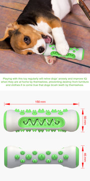 TUXTOOX Durable Dog Toothbrush Chew Toy, Treat Dispensing Interactive Dental Cleaning Stick, Bite Resistant Anxiety Relief Dog Toy for Aggressive Chewers, Blue Yellow Green Multi Colors
