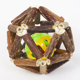 TUXTOOX Natural Silvervine Cage Ball Cat Toy with Bell & Catnip Ball, Organic Matatabi Chewing Toy, Interactive Dental Cleaning Stress Relief Ball for Indoor Cats