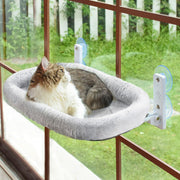 TUXTOOX Foldable Cat Window Hammock, Thickened Plush Cat Window Perch Bed with Powerful Strong Suction Cups, Stable Metal Frame Space-Saving Elevated Sunbathing Cat Lounger for Indoor Cats