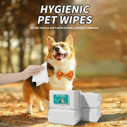 TUXTOOX Sanitary Pet Wipes 80 Counts Pouch Pack - Alcohol-Free pH Balanced Cleaning Wipes for Dogs & Cats
