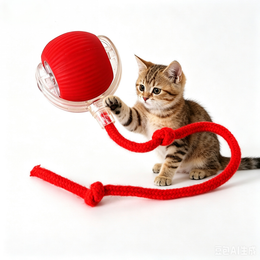 TUXTOOX Automatic Smart Moving Cat Ball Toy, USB Rechargeable Motion Activated Interactive Cat Toy with Fluttering Tail & Bird Chirping Sound, 3 Speed Modes Durable Self-Play Hunting Toy for Indoor Cats