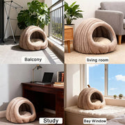 Thickened Plush Large Winter Warm Pet Bed for Cats & Small Dogs, Secure Enclosed Design for Indoor/Outdoor Use, Plush Cat House