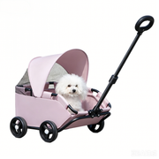 TUXTOOX 2-in-1 Foldable Pet Trolley & Shopping Cart, Lightweight Portable Pet Stroller with Adjustable Sunshade Canopy, Breathable Mesh Anti-Stress Outdoor Travel Carrier for Small Pets Up to 15 Lbs