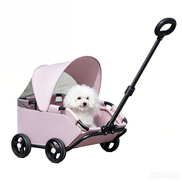 TUXTOOX 2-in-1 Foldable Pet Trolley & Shopping Cart, Lightweight Portable Pet Stroller with Adjustable Sunshade Canopy, Breathable Mesh Anti-Stress Outdoor Travel Carrier for Small Pets Up to 15 Lbs