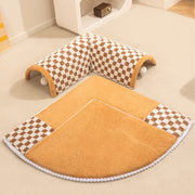 Soft Plush Corner Cat Tunnel Mat –Foldable Checkered Play Tunnel with Interactive Plush Balls