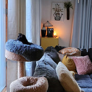 Dog Pet Bed Kennel Round Cat Winter Warm Dog House Sleeping Bag Long Plush Super Soft Pet Bed Puppy Cushion Mat