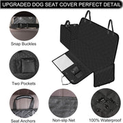 Dog Car Seat Cover Heavy Durable Dog Seat Cover for Back Seat Waterproof Scratch Proof Nonslip Dog Hammock for Car with Side Flap Pet Cat Seat Covers with SeatBelt for Cars Sedan SUV Trucks
