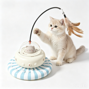 TUXTOOX 3-in-1 Automatic Interactive Cat Toy, Smart USB Rechargeable Cat Play Toy with Rotating Laser, Rolling Ball & Feather Teaser, Motion Sensor Obstacle Avoidance Indoor Boredom Relief Exercise Toy for Cats