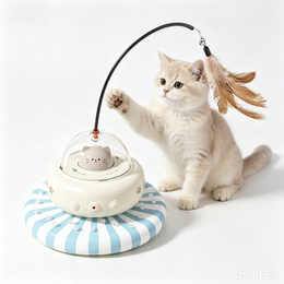 TUXTOOX 3-in-1 Automatic Interactive Cat Toy, Smart USB Rechargeable Cat Play Toy with Rotating Laser, Rolling Ball & Feather Teaser, Motion Sensor Obstacle Avoidance Indoor Boredom Relief Exercise Toy for Cats