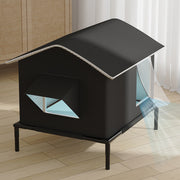 Outdoor Cat House Windproof Warm Weatherproof Door Stray Cat Shelter Elevated Feet for Park Garage Porch Backyard