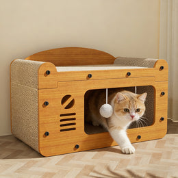 Multi-Functional Cat House Inteated Scratching Board House Bed With Toy for Kittens Four Seasons Universal Winter Warm elter Pet Supplies
