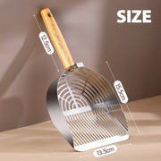 Stainless Steel Cat Litter Scoop â€?Durable Metal Litter Sifter with Wooden Handle Easy Clean & Hygienic