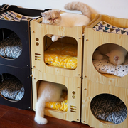 Cat Nest for All Seasons Enclosed Cat Bed for Summer Heat Dissipation and Cool Upper and Lower Bunk Beds Cat Hammocks with Free Mats