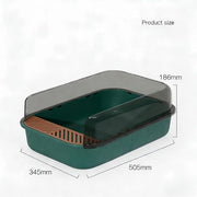 TUXTOOX Large Cat Litter Box with Anti-Tracking Sand Filter Ramp & Anti-Scatter Fence Design - Semi-Enclosed Hooded Pet Potty for Reduced Mess - Easy Clean Plastic Kitty Toilet