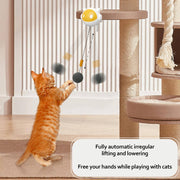 Automatic Lifting Cat Toy Ball Interactive Electronic Feather Ball with Auto-Moving & Lifting Features for Indoor Cats Self-Play Space Ball Design Hanging Toy