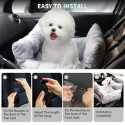 Dog Car Seat for Small Dogs Cats Washable Pet Booster Car Seats with Clip-On Safty Leash Comfy Deluxe Plush Carseat with Storage Pockets Puppy Car Travel Carrier Bed for Dogs