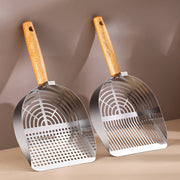 Stainless Steel Cat Litter Scoop – Durable Metal Litter Sifter with Wooden Handle Easy Clean & Hygienic