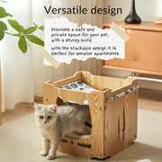 Cat Nest for All Seasons Enclosed Cat Bed for Summer Heat Dissipation and Cool Upper and Lower Bunk Beds Cat Hammocks with Free Mats