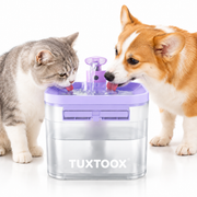 TUXTOOX Smart Wireless Pet Water Fountain, Battery Operated Quiet Drinking Water Dispenser 74.4oz / 2.2L, Cordless Water Bowl for Cats, Dogs & Multi-Pet Household
