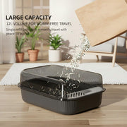 TUXTOOX Large Cat Litter Box with Anti-Tracking Sand Filter Ramp & Anti-Scatter Fence Design - Semi-Enclosed Hooded Pet Potty for Reduced Mess - Easy Clean Plastic Kitty Toilet