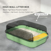 TUXTOOX Large Cat Litter Box with Anti-Tracking Sand Filter Ramp & Anti-Scatter Fence Design - Semi-Enclosed Hooded Pet Potty for Reduced Mess - Easy Clean Plastic Kitty Toilet