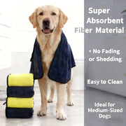 TUXTOOX Quick Dry Pet Towel for Dogs & Cats - Super Absorbent, Ultra Soft & Gentle, Durable Bath & Grooming Towel for Fast Drying & Comfort 39.4 * 19.7 Inch