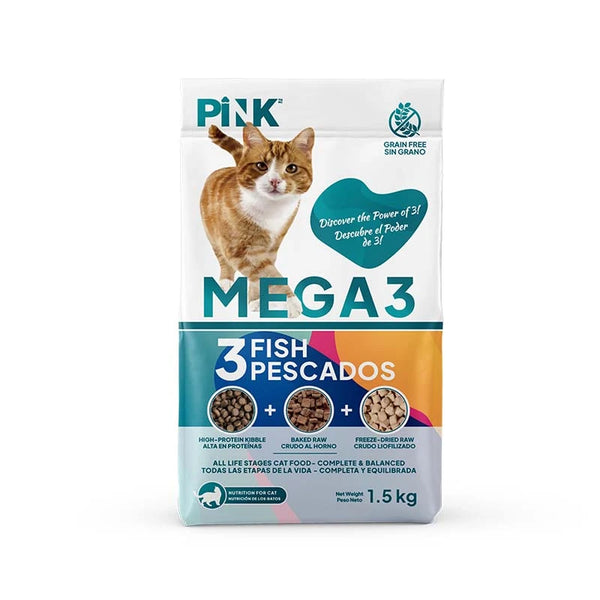 PINK Mega 3 All Life Stage Cat Food - 3 Fish Recipe 1.5kg