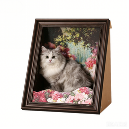 TUXTOOX Vintage 3D Oil Painting Cat Scratcher Lounge, Decorative Picture Frame Cardboard Cat House Bed, Ergonomic Spine Support Wear-Resistant Indoor Cat Scratching Pad, Stylish Home Furniture Protector for Indoor Cats