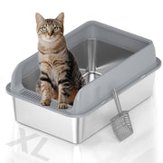 TUXTOOX Large Cat Litter Box with Anti-Tracking Sand Filter Ramp & Anti-Scatter Fence Design - Semi-Enclosed Hooded Pet Potty for Reduced Mess - Easy Clean Plastic Kitty Toilet