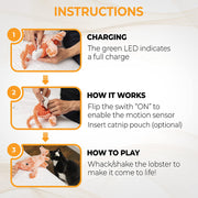 Flopping Lobster Toy for Indoor Cats Small Dogs Motion Sensor Cat Toy with 2 Catnip Packets Interactive Pet Gifts