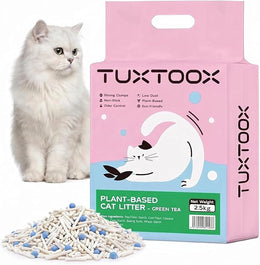 TUXTOOX Cat Litter, Plant-Based Eco-Friendly Tofu Litter, Fast Clumping, Low Dust, Superior Odor Control with Baking Soda, Non-Stick and Flushable 2.5KG