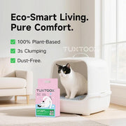 TUXTOOX Cat Litter, Plant-Based Eco-Friendly Tofu Litter, Fast Clumping, Low Dust, Superior Odor Control with Baking Soda, Non-Stick and Flushable 2.5KG