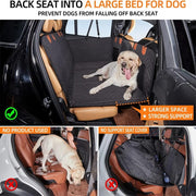 Dog Car Seat Cover Heavy Durable Dog Seat Cover for Back Seat Waterproof Scratch Proof Nonslip Dog Hammock for Car with Side Flap Pet Cat Seat Covers with SeatBelt for Cars Sedan SUV Trucks