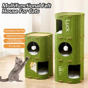Cat House Cave Hideaway Scratch Resistant Hut Cat Tree Cat Bed for Pet Kitten Household Multi Layer Scratching Board All Season Universal